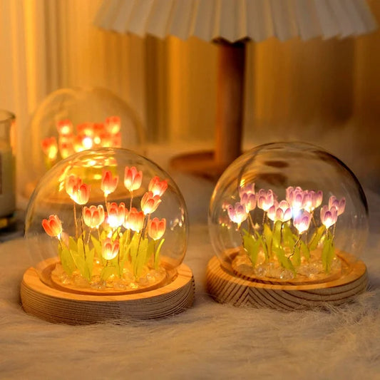 DIY Tulip Glass Dome Night Light