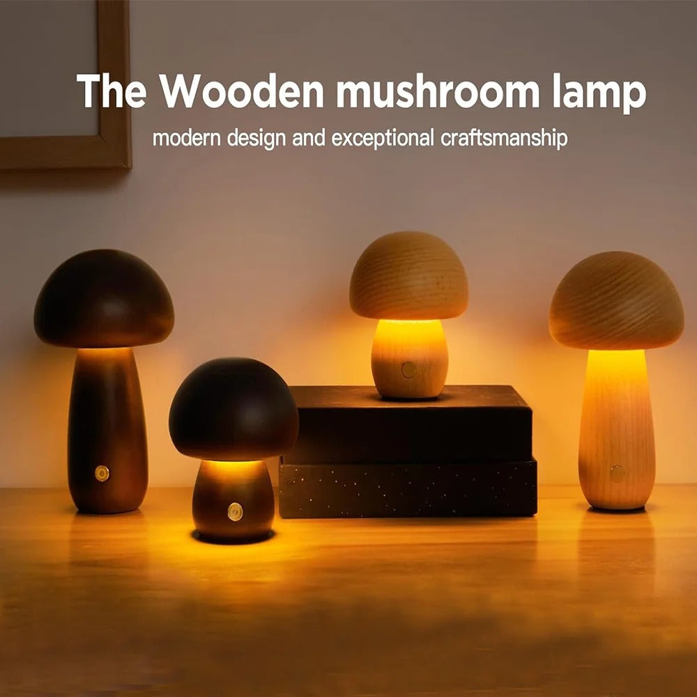 Wooden Mushroom Lamp