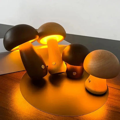 Wooden Mushroom Lamp