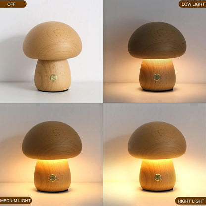 Wooden Mushroom Lamp